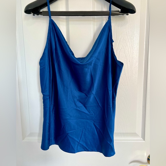 Camisole Large Royal Blue Cowl draped neckline. Adjustable straps. - Picture 1 of 5
